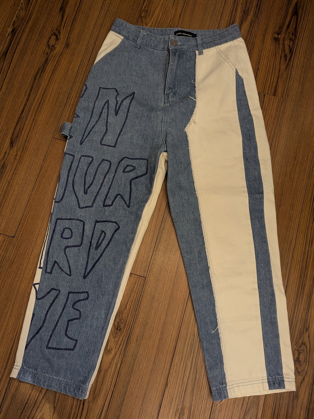 Two-Tone Blue and Cream Taka Original Patchwork Jeans